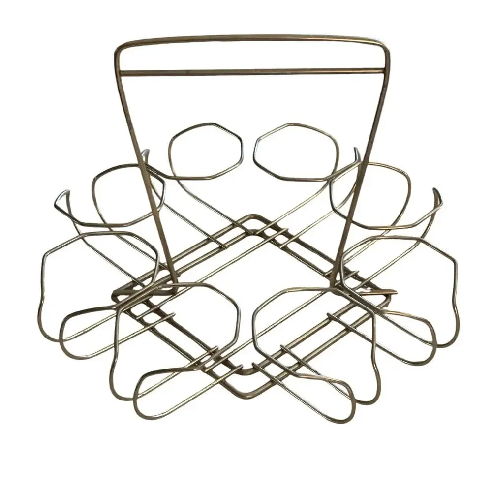 Jeannette Glass Atomic 10 Piece MCM Vintage Bar Set Glasses Ice Bucket Carrier